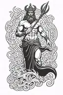 poseidon trident zeus hades greek god tattoo design idea