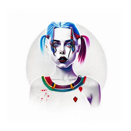 Harley Quin y el guasón besándose tattoo design idea
