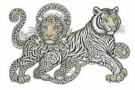 Tiger, Angel, Crane, Pine, Aquarius Celtic Sign tattoo design idea