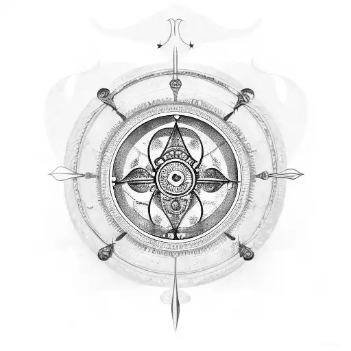 Alchemy symbols intertwined with clock gears tattoo design idea