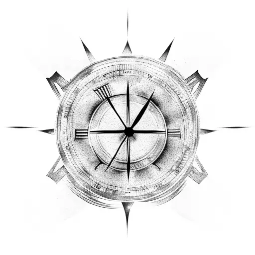 Alchemy symbols intertwined with clock gears tattoo design idea