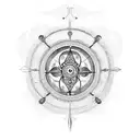 Alchemy symbols intertwined with clock gears tattoo design idea
