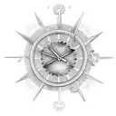 Alchemy symbols intertwined with clock gears tattoo design idea