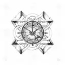 Alchemy symbols intertwined with clock gears tattoo design idea