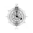 Alchemy symbols intertwined with clock gears tattoo design idea
