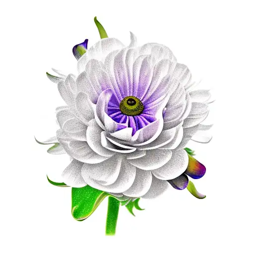 peach ranunculus, black eyed Susan's, purple thistle, calla Lillie's  tattoo design idea