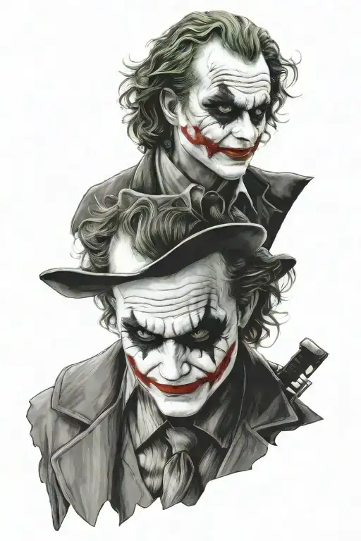 heath ledger joker headshot tattoo design idea