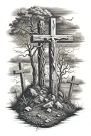three crosses on a hill  tattoo design idea