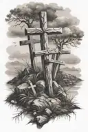 three crosses on a hill  tattoo design idea