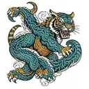 tiger fighting a Dragon tattoo design idea