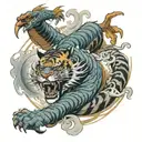 tiger fighting a Dragon tattoo design idea