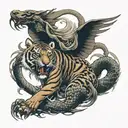tiger fighting a Dragon tattoo design idea