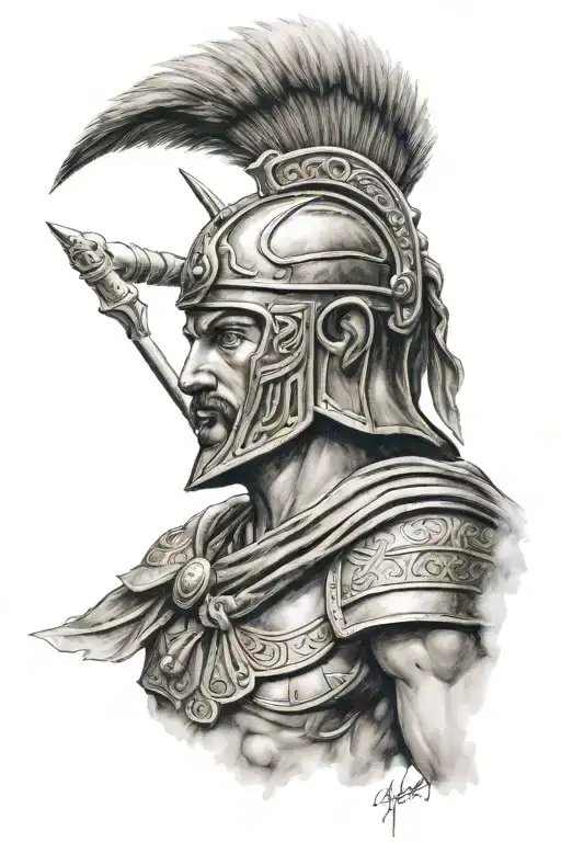 greek warrior tattoo design idea