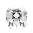 scary anime girl stuck in theeroos glijgetal everywhere and kots of eyes tattoo design idea