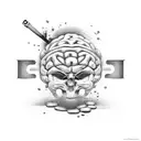 A software developer's brain brewing coffee tattoo design idea
