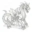 An engineer building a mechanical dragon inspired by medieval legends tattoo design idea