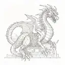 An engineer building a mechanical dragon inspired by medieval legends tattoo design idea