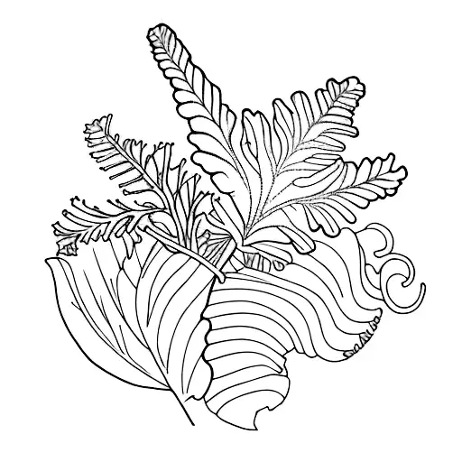 acorn violet oak fern iris oak leaf tattoo design idea