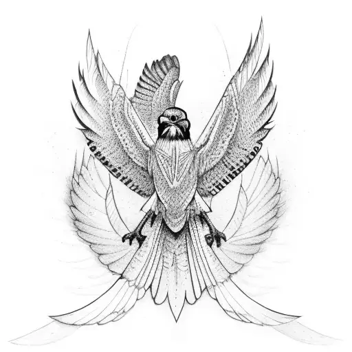 full body of Hawk bird with spreaded legs and wings tattoo design idea