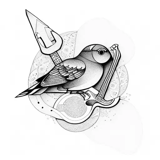 bird with a guitar tattoo design idea