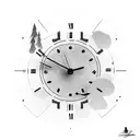 clock mountains snowboard tattoo design idea