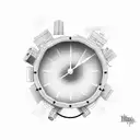 clock mountains snowboard tattoo design idea