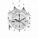 clock mountains snowboard tattoo design idea