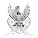 full body of Hawk bird with spreaded legs and wings tattoo design idea