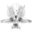 full body of Hawk bird with spreaded legs and wings tattoo design idea