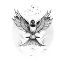 full body of Hawk bird with spreaded legs and wings tattoo design idea