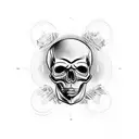 skull with piston rod tattoo design idea