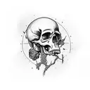 skull with piston rod tattoo design idea