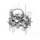 skull with piston rod tattoo design idea
