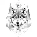 nature forest Viking runes wolf tattoo design idea
