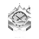 clock mountains snowboard tattoo design idea