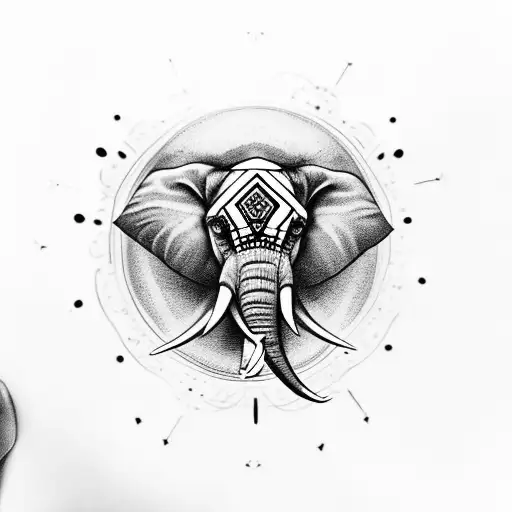 elephant head with 3rd eye tattoo design idea