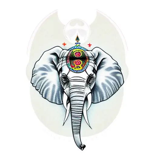elephant head with 3rd eye tattoo design idea