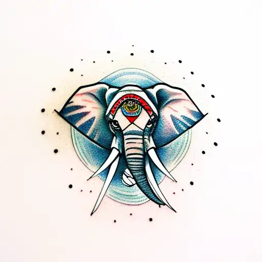 elephant head with 3rd eye tattoo design idea