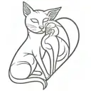 A modern design of a broken heart with a cat and a dog embracing each other, symbolizing the support and love that animals provide in times of sadness tattoo design idea