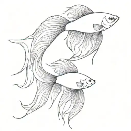 two betta fish tattoo design idea