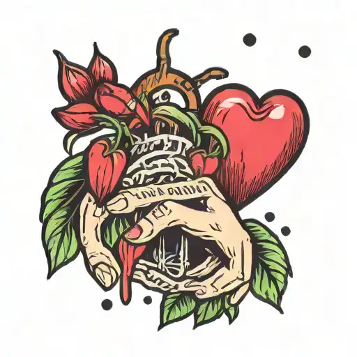 hand holding bleeding heart money falling tattoo design idea