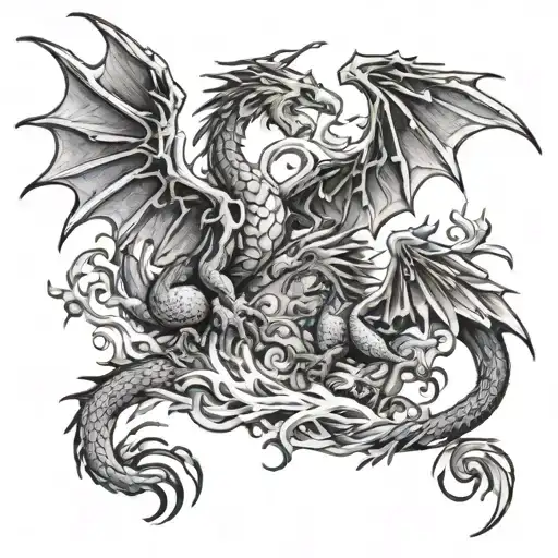 dragon and phoenix rising from the ashes tattoo design idea