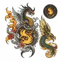 dragon and phoenix   tattoo design idea