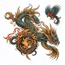 dragon and phoenix   tattoo design idea