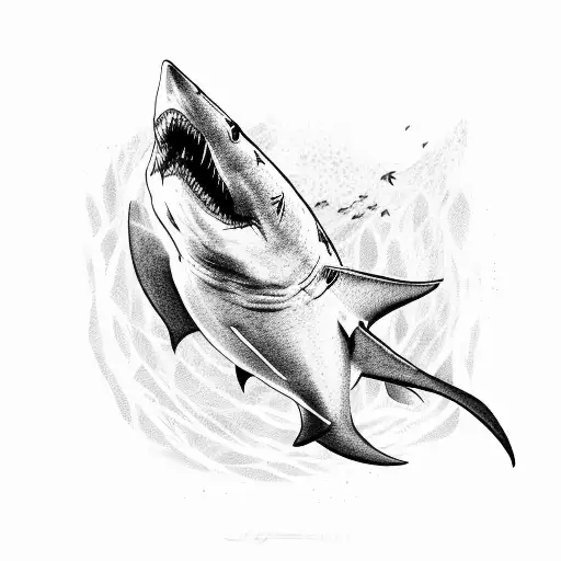 Dotwork Shark With Zelda Triforce Tattoo Idea Blackink Ai