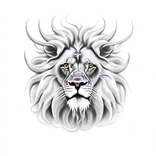 lion with devil horns tattoo design idea