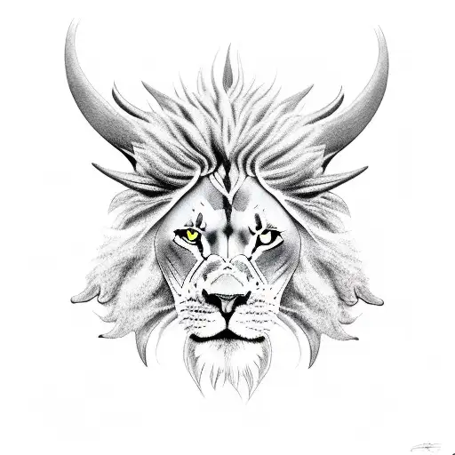 devil with lion mane tattoo design idea