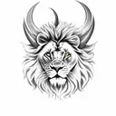 devil with lion mane tattoo design idea