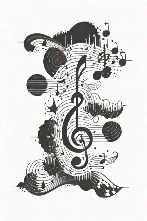 A tattoo of a marketing graph transforming into musical waves tattoo design idea