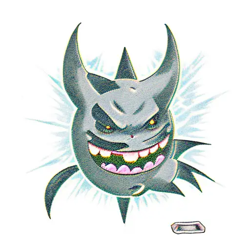 A traditional-style tattoo of Gengar battling with another Pokémon tattoo design idea